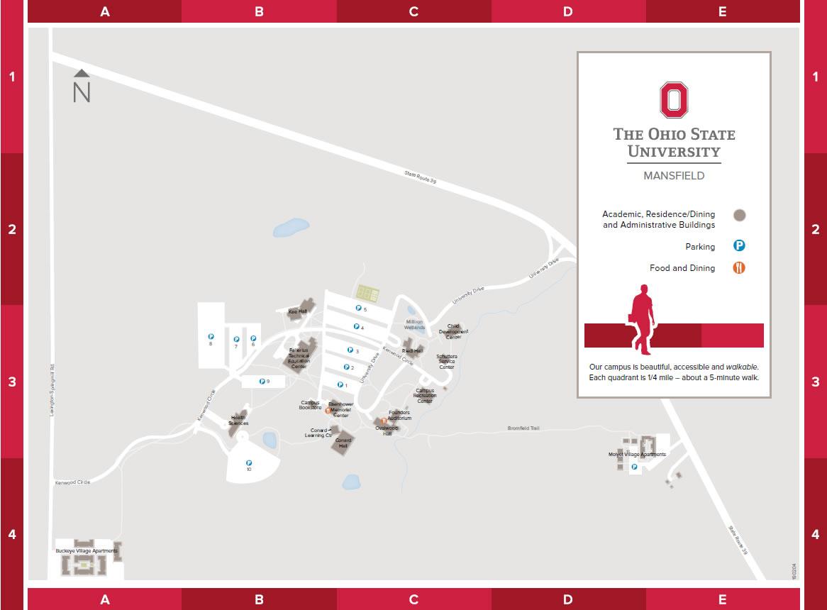 a map of the Ohio State Mansfield campus